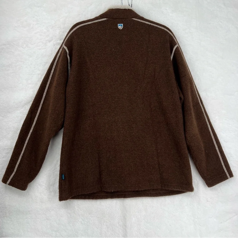 Kuhl Alfpaca 1/4 zip pullover Men XL Brown cream stitching pockets outdoor